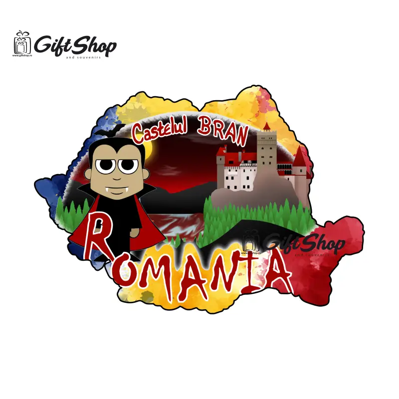 Harta, romania, castelul bran, magnet frigider  mgs011v